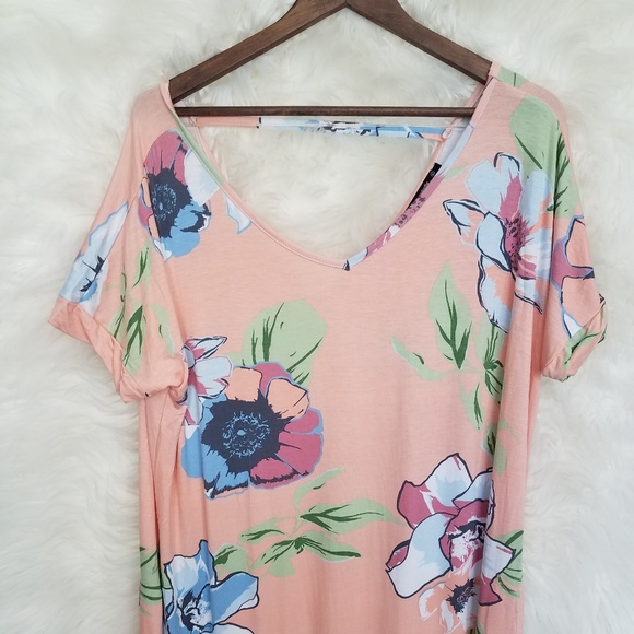 Peach Floral Open Back Maxi Dress - Picture 5 of 8